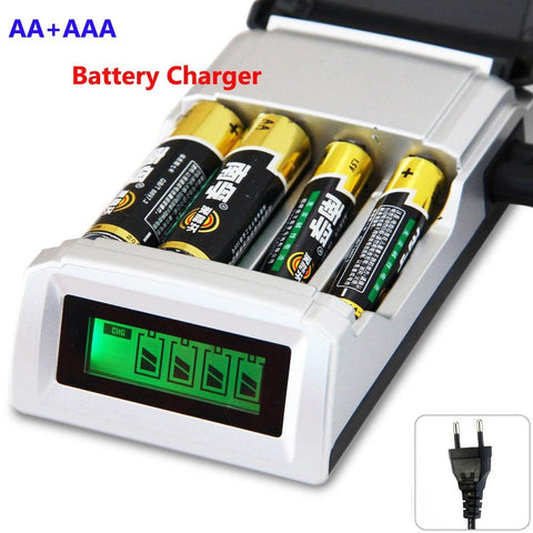 Image of Hot quality 4 Slots LCD Display Smart Intelligent Battery Charger for AA / AAA NiCd NiMh Rechargeable Batteries EU Plug#8175